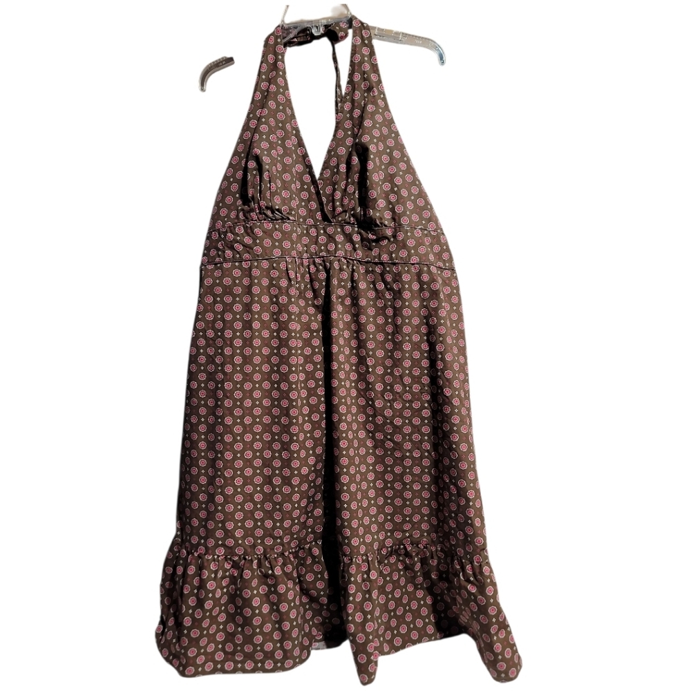 Merona dress halter top midi XXL calico ruffle Y2K cottagecore gardengirl rodeo